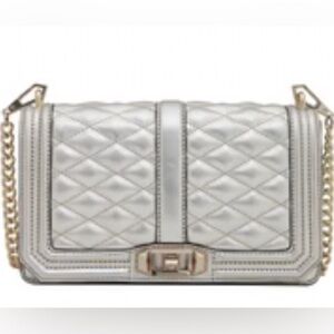 Rebecca Minkoff love pewter Silver Quilted Chain Bag